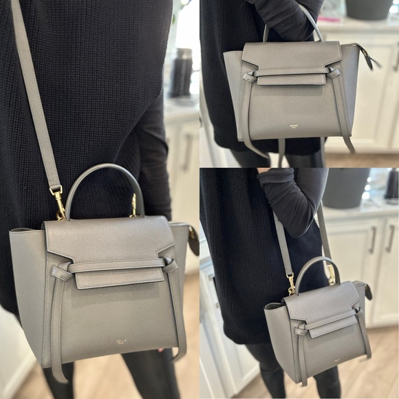 ❤️SOLD❤️ Auth CELINE Micro Grey Belt Bag in Grained Leather 9 x 8 IN - Picture 16 of 16